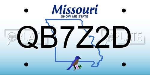 QB7Z2D Missouri License Plate
