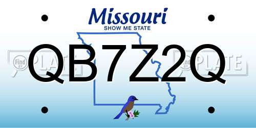 QB7Z2Q Missouri License Plate