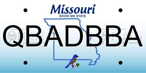QBADBBA Missouri License Plate