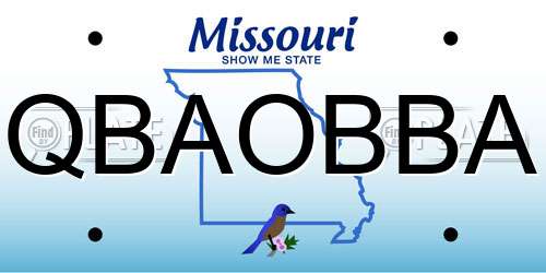 QBAOBBA Missouri License Plate