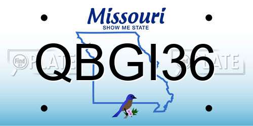 QBGI36 Missouri License Plate