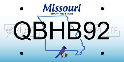 QBHB92 Missouri License Plate