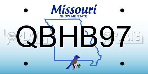 QBHB97 Missouri License Plate