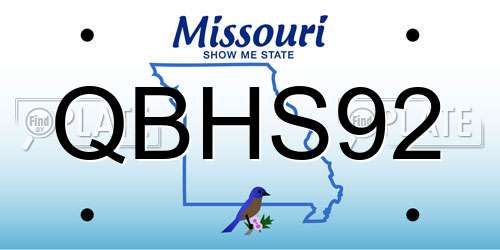 QBHS92 Missouri License Plate