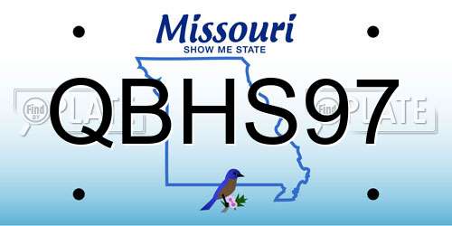 QBHS97 Missouri License Plate