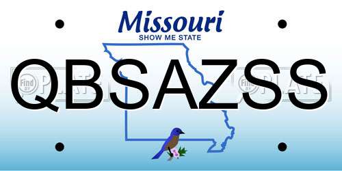 QBSAZSS Missouri License Plate