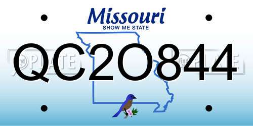 QC2O844 Missouri License Plate