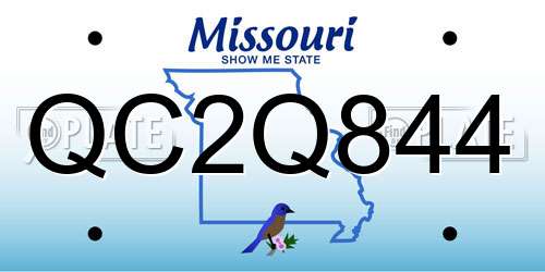 QC2Q844 Missouri License Plate