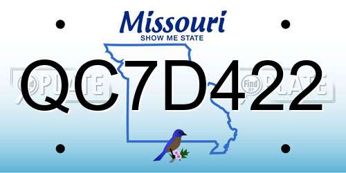 QC7D422 Missouri License Plate