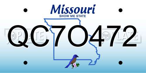 QC7O472 Missouri License Plate