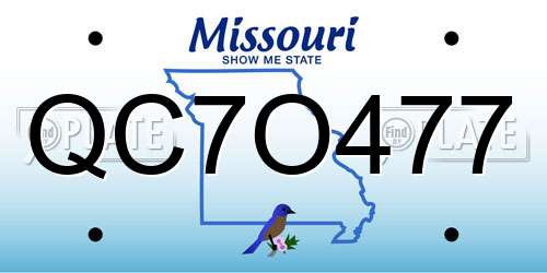 QC7O477 Missouri License Plate
