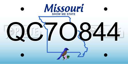 QC7O844 Missouri License Plate