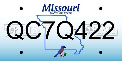 QC7Q422 Missouri License Plate