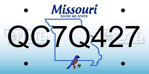 QC7Q427 Missouri License Plate
