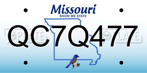 QC7Q477 Missouri License Plate