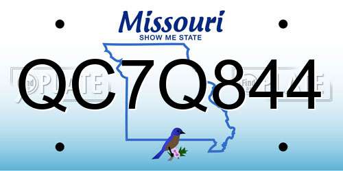 QC7Q844 Missouri License Plate
