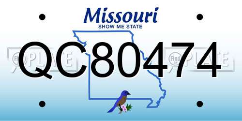QC80474 Missouri License Plate