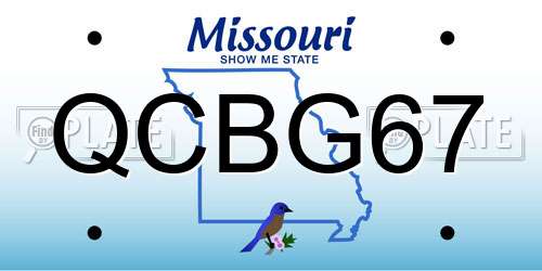 QCBG67 Missouri License Plate