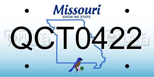 QCT0422 Missouri License Plate
