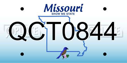 QCT0844 Missouri License Plate