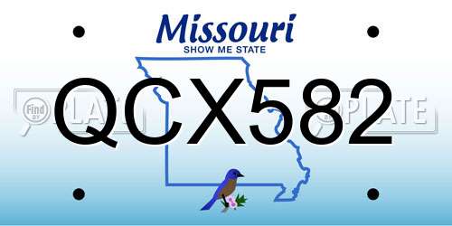 QCX582 Missouri License Plate