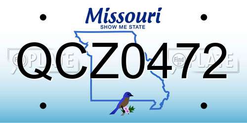 QCZ0472 Missouri License Plate