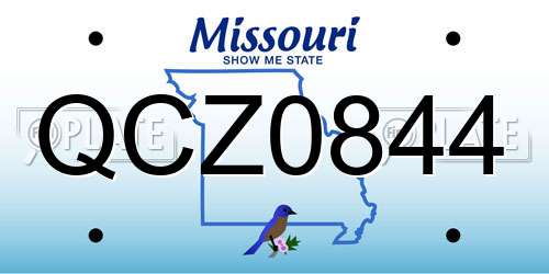 QCZ0844 Missouri License Plate