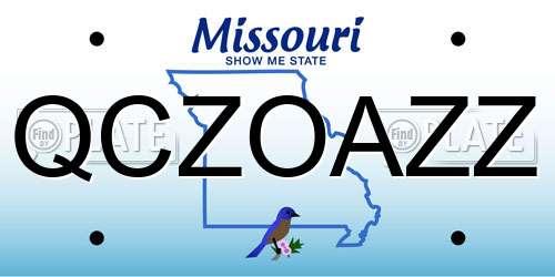 QCZOAZZ Missouri License Plate