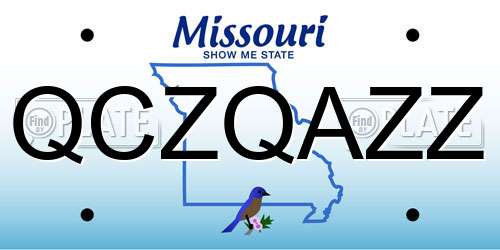 QCZQAZZ Missouri License Plate