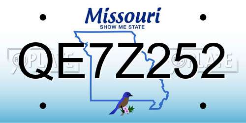 QE7Z252 Missouri License Plate