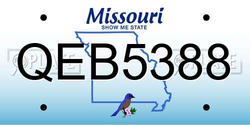 QEB5388 Missouri License Plate