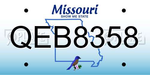 QEB8358 Missouri License Plate