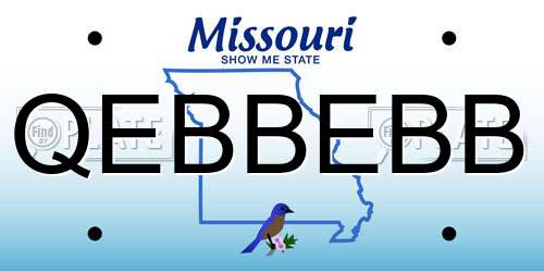 QEBBEBB Missouri License Plate