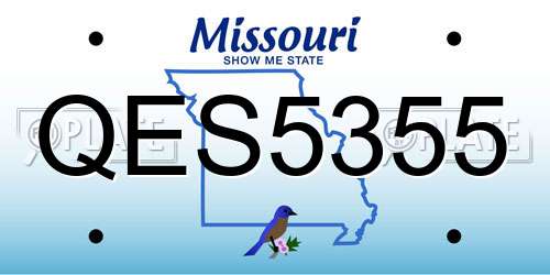QES5355 Missouri License Plate