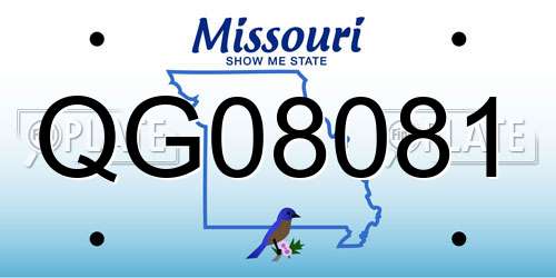 QG08081 Missouri License Plate