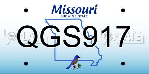 QGS917 Missouri License Plate