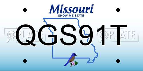QGS91T Missouri License Plate