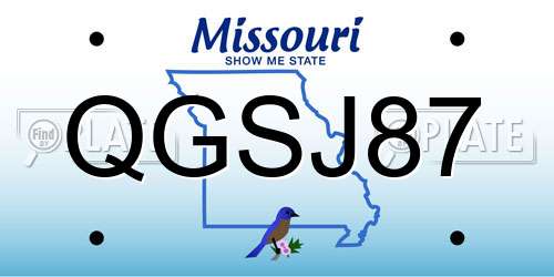 QGSJ87 Missouri License Plate