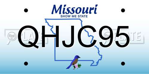 QHJC95 Missouri License Plate