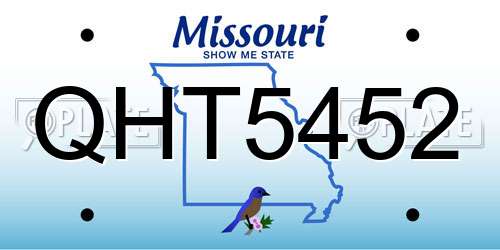QHT5452 Missouri License Plate