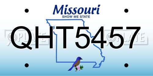 QHT5457 Missouri License Plate