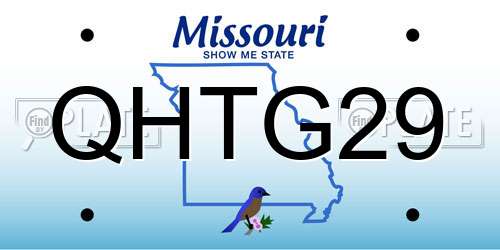 QHTG29 Missouri License Plate