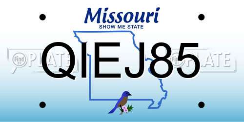QIEJ85 Missouri License Plate