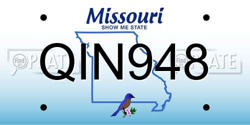 QIN948 Missouri License Plate