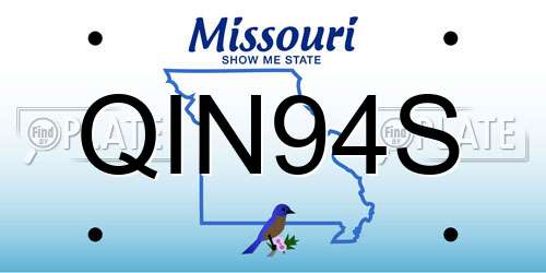 QIN94S Missouri License Plate
