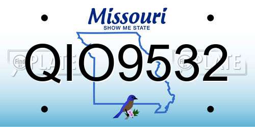 QIO9532 Missouri License Plate
