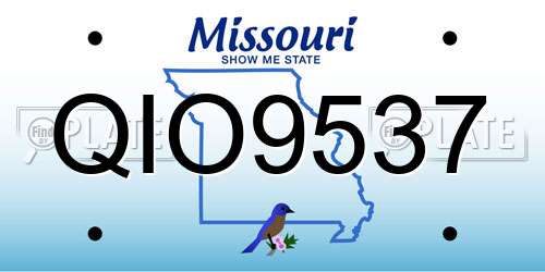 QIO9537 Missouri License Plate