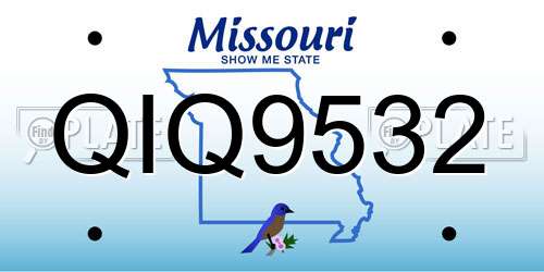 QIQ9532 Missouri License Plate