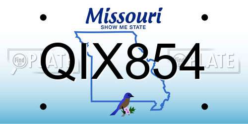 QIX854 Missouri License Plate