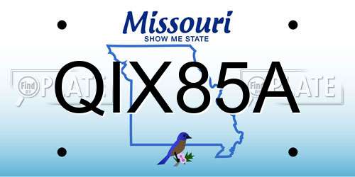 QIX85A Missouri License Plate